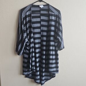 LuLaRoe Black and Gray Striped Open-Front Cardigan